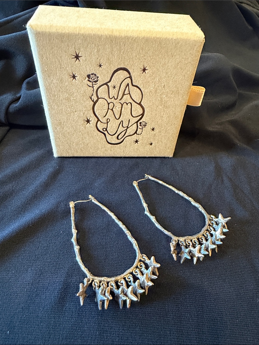 Silver Star Charm Hoop Earrings